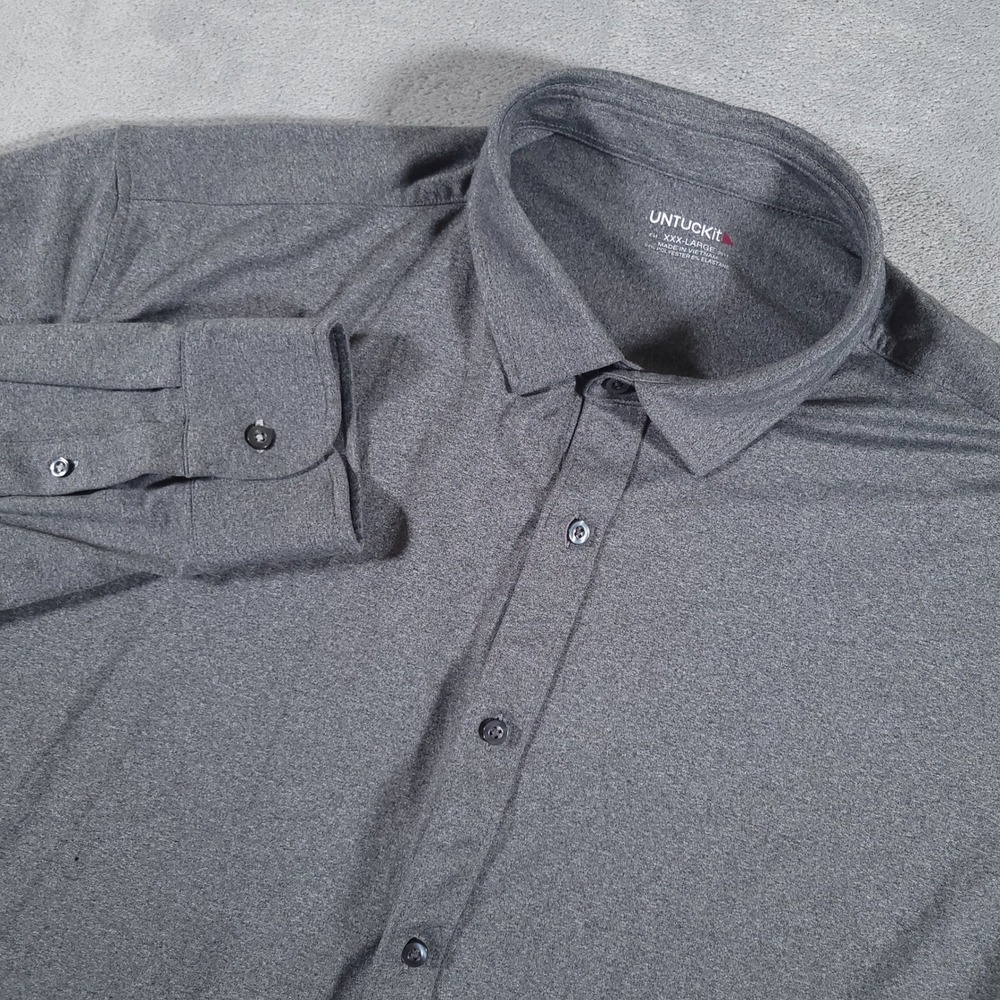 UNTUCKit Shirt Mens XXXL Grey Button Up Performance Stretch Casual Soft Jersey